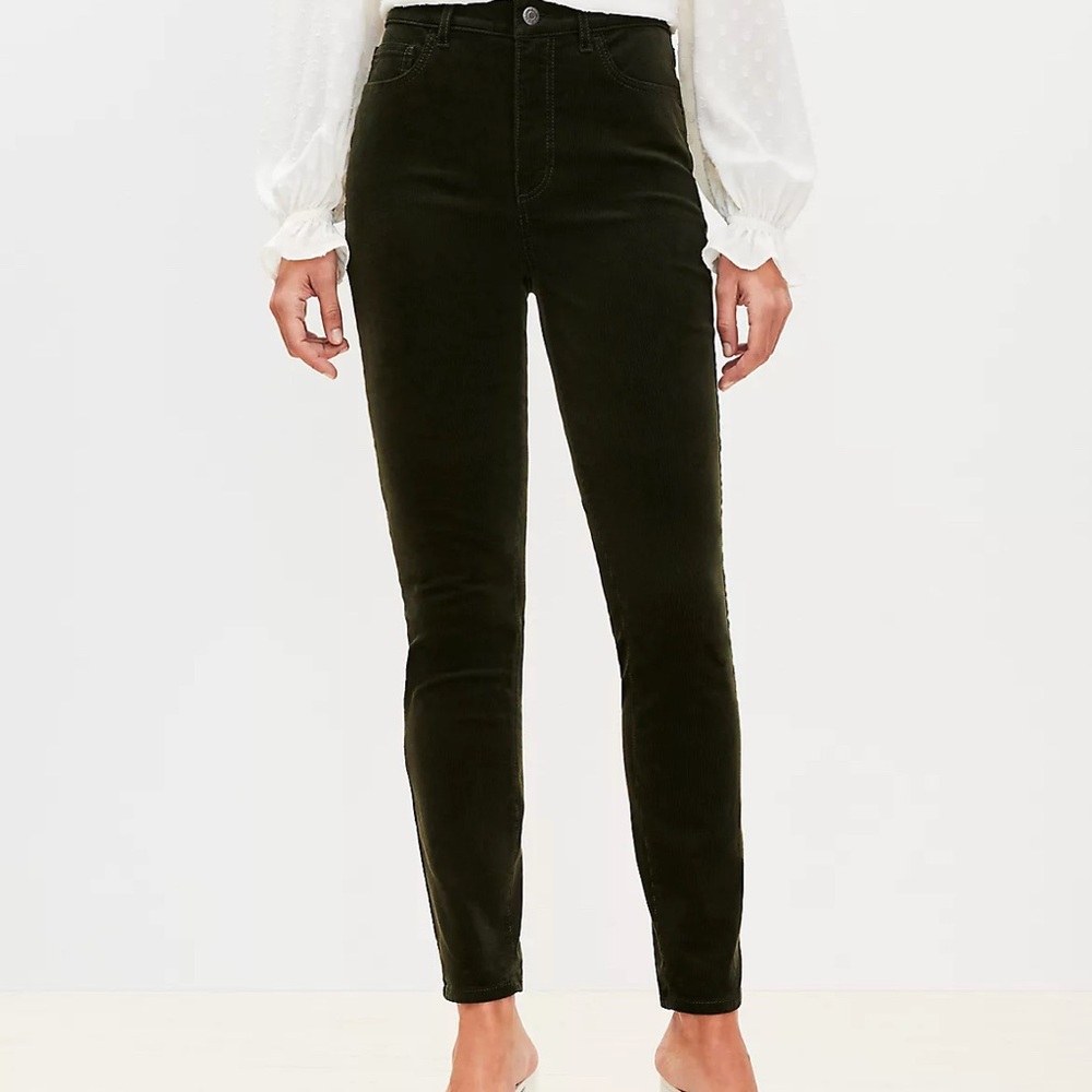Loft Skinny Pants in Corduroy, Dark Caper